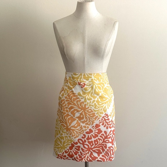J. McLaughlin Austin Skirt White Poppy Orange Molokai sz 8 - Picture 6 of 6